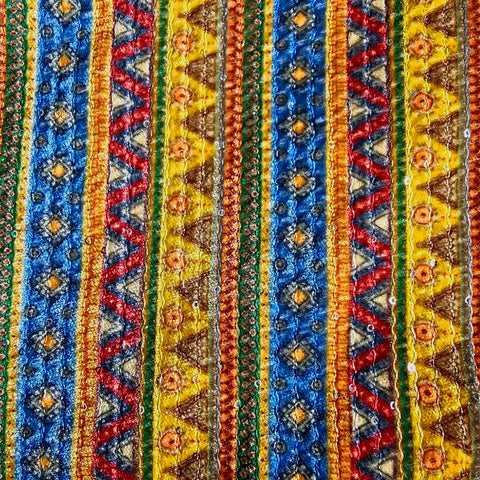Reshmi Multiccolor Velvet Fabric with Sequins Work