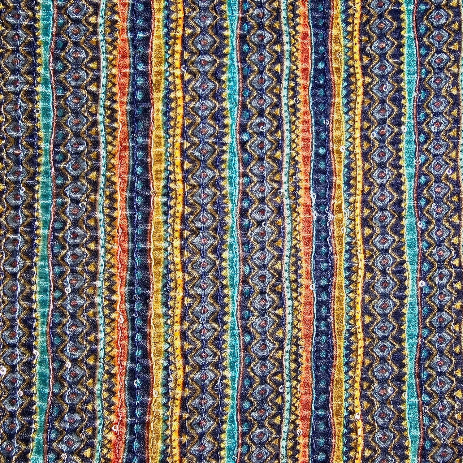 Reshmi Multiccolor Velvet Fabric with Sequins Work