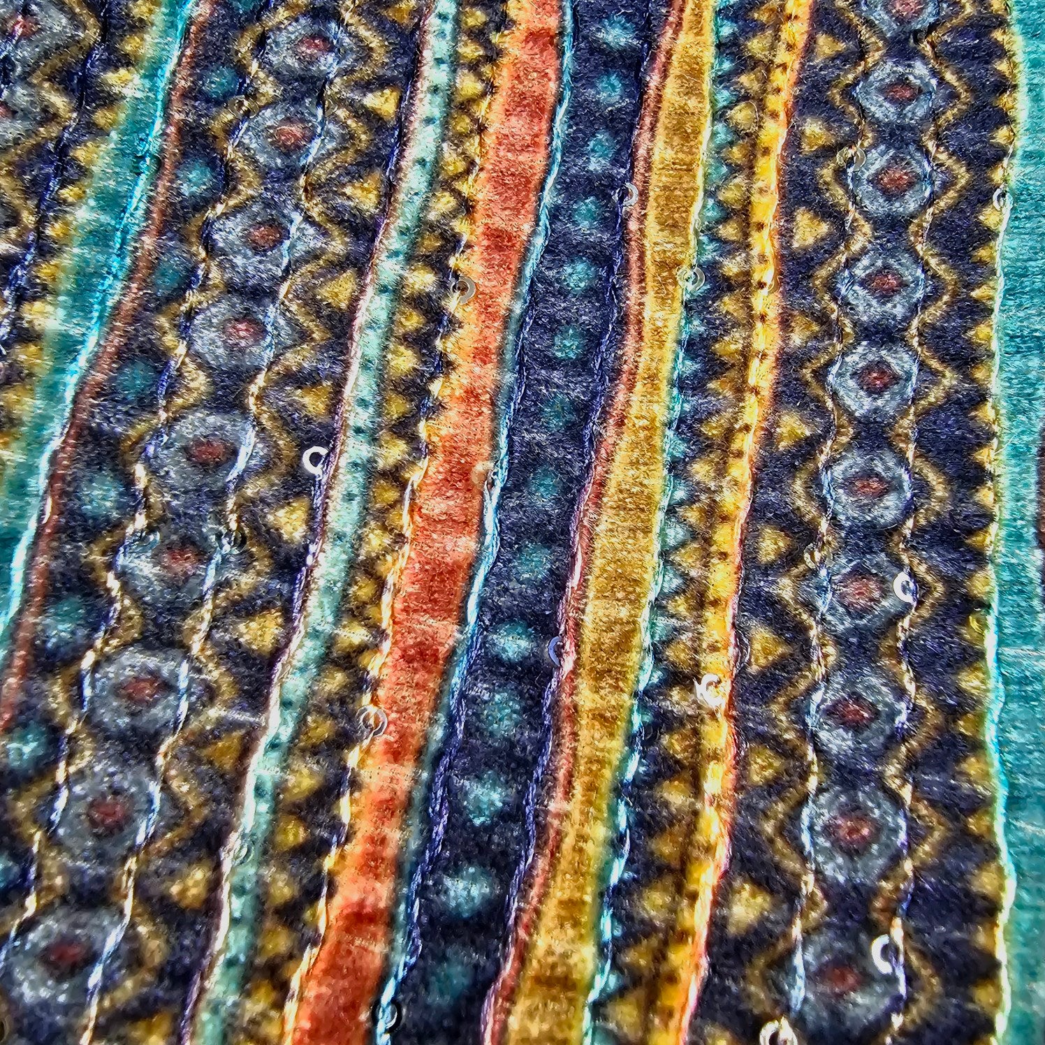 Reshmi Multiccolor Velvet Fabric with Sequins Work