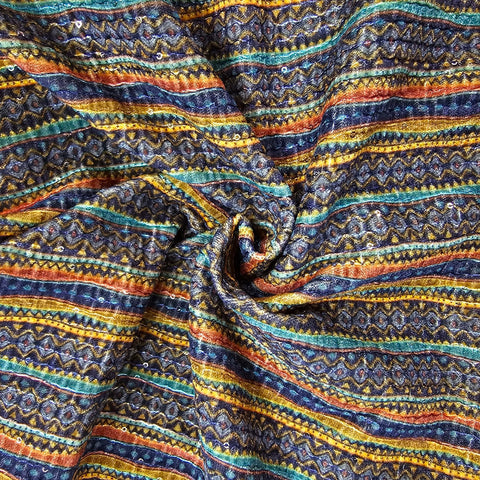 Reshmi Multiccolor Velvet Fabric with Sequins Work