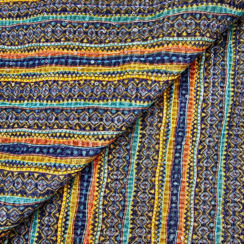 Reshmi Multiccolor Velvet Fabric with Sequins Work