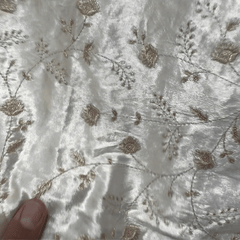 Shahi Dyeable Velvet Fabric with Zari Floral Work