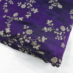 Rajrani Royal Purple Gajji Silk Fabric with Floral Sequins and Zari work
