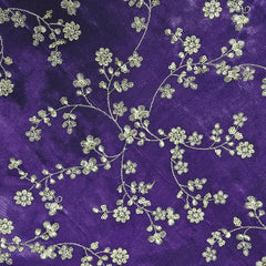 Rajrani Royal Purple Gajji Silk Fabric with Floral Sequins and Zari work