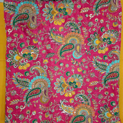 Fuchisa Crepe Base Fabric with Multicolor Embroidery & Zari, Sequin work