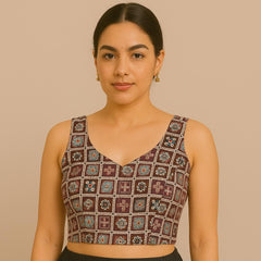 Rangrez Shades of Wine & Green Color Sequin Blouse with Sweetheart Neckline