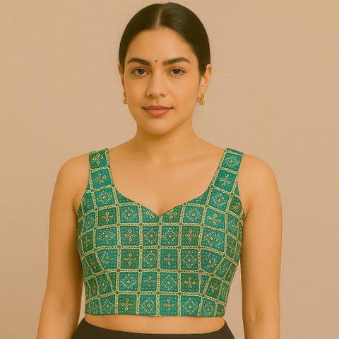 Rangrez Shades of Green Color Sequin Blouse with Sweetheart Neckline