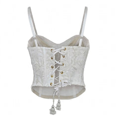 Designer Readymade Corset on White Bead work Embroidered Net Fabric