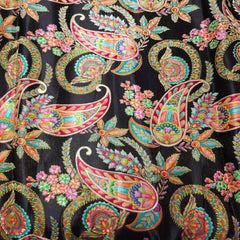 Pure Banarasi Dola Silk Soft Brocade with Position Print on Black Base