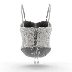 Designer Readymade Corset on White Bead work Embroidered Net Fabric