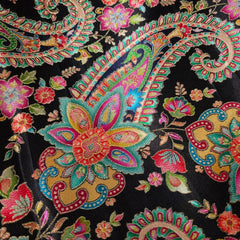 Pure Banarasi Dola Silk Soft Brocade with Position Print on Black Base