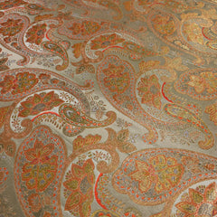 Pure Banarasi Dola Silk Soft Brocade with Position Print on Pastel Olive Base
