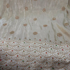 DYEABLE Embroidered Shimmer Tissue with Circular Floral Motifs & Scallope Border