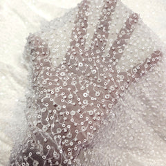 Embroidered Dyeable Georgette Fabric with White Sequin & Cutdana work