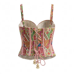 Designer Readymade Corset on White Brocade Fabric