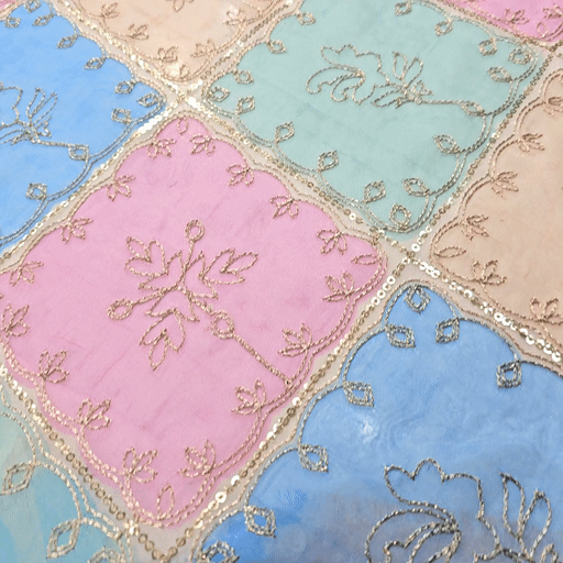 Position Print Organza with Zari and Sequin Work