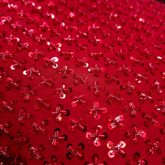 Red Embroidered on Red Georgette Fabric with Cutdana & Sequin Work