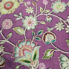 Embroidered Opera Mauve Blouse with Half Sleeves and V Neckline