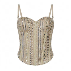Designer Readymade Corset on Golden Organza Fabric with Mirror Work