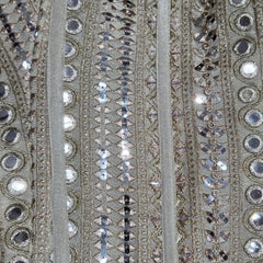 Designer Readymade Corset on Golden Organza Fabric with Mirror Work