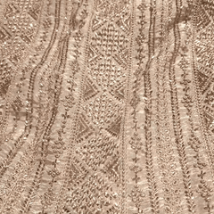 Gold Embroidered Dyeable Tissue Fabric with Gemetric Cutdana & Zari work in Linear Pattern