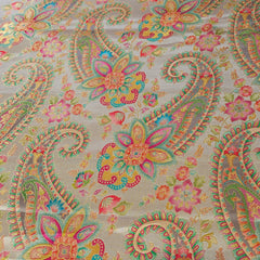 Pure Banarasi Dola Silk Soft Brocade with Position Print on Grey Base