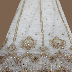 DYEABLE Crepe Fabric with Cutdana, Bead work Border & Mirror Highlights