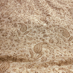 Gold Embroidered Dyeable Tissue Fabric with Gemetric & Floral Cutdana & Zari work