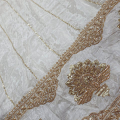 DYEABLE Crepe Fabric with Sequin, Cutdana and Zari work Border