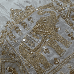 DYEABLE Crepe Fabric with Sequin, cutdana and zari work Elephant Border