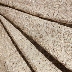 Gold Embroidered Dyeable Tissue Fabric with Gemetric Cutdana & Zari work in Linear Pattern