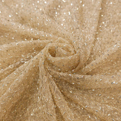Embroidered Gold Net Fabric with Intricate geometric patterns