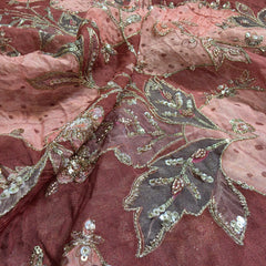 Dusty Pink Organza Mahima Mahajan inspired with cutdana & sequin work with Floral Position Print