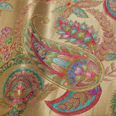 Pure Banarasi Dola Silk Soft Brocade with Position Print on Golden Base