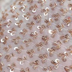 Embroidered Dyeable Georgette Fabric with all over Rose Gold Cutdana Work