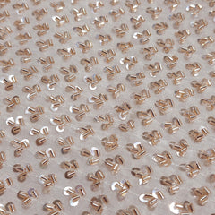 Embroidered Dyeable Georgette Fabric with all over Rose Gold Cutdana Work