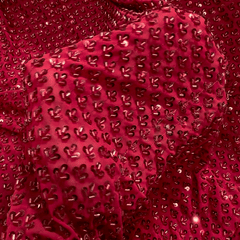 Maroon Embroidered on Red Georgette Fabric with Cutdana & Sequin Work