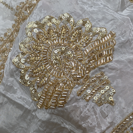 DYEABLE Crepe Fabric with Sequin, Cutdana and Zari work Border