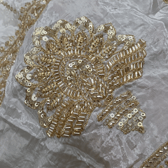 DYEABLE Crepe Fabric with Sequin, Cutdana and Zari work Border