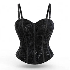 Designer Readymade Corset on Black Bead Work Embroidered Georgette Fabric