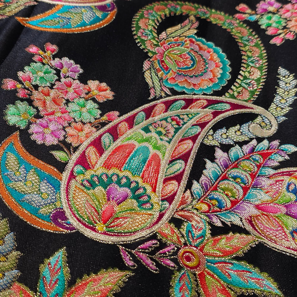 Pure Banarasi Dola Silk Soft Brocade with Position Print on Black Base
