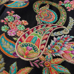 Pure Banarasi Dola Silk Soft Brocade with Position Print on Black Base