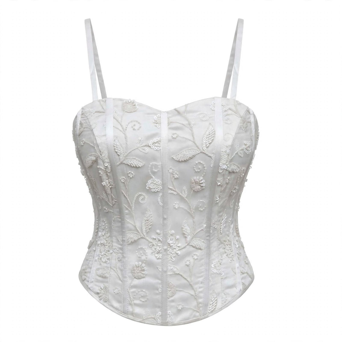 Designer Readymade Corset on White Bead work Embroidered Net Fabric