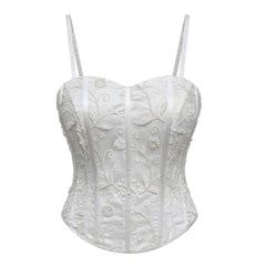 Designer Readymade Corset on White Bead work Embroidered Net Fabric