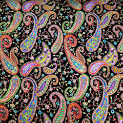 Black Crepe Base Fabric with Multicolor Embroidery & Zari, Sequin work