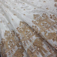 DYEABLE Crepe Fabric with Sequin, cutdana and zari work Elephant Border