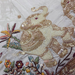 DYEABLE Crepe Fabric with Sequin, cutdana and zari work with Multi-color Elephant Border