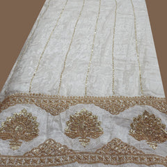 DYEABLE Crepe Fabric with Sequin, Cutdana and Zari work Border