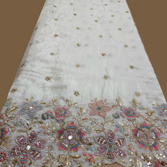 DYEABLE Crepe Fabric with Multi-color Floral Border