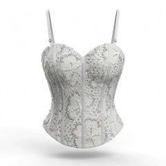 Designer Readymade Corset on White Bead work Embroidered Net Fabric